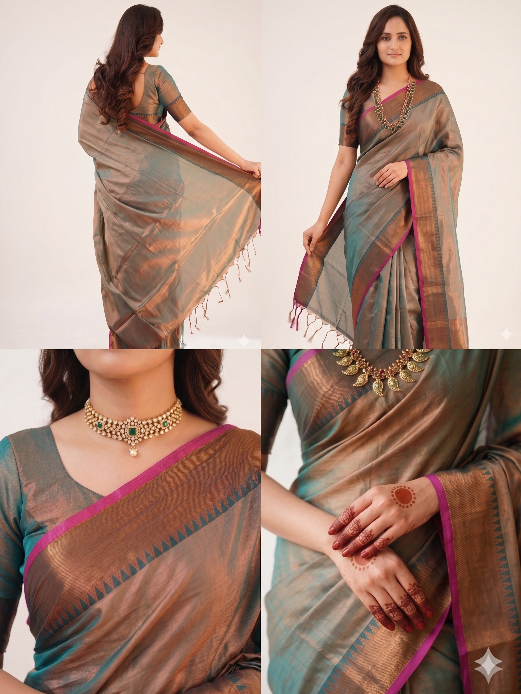 Premium Khadi Tissue Saree | Traditional Elegance for Special Occasions | With Blouse | Thekkini Sarees