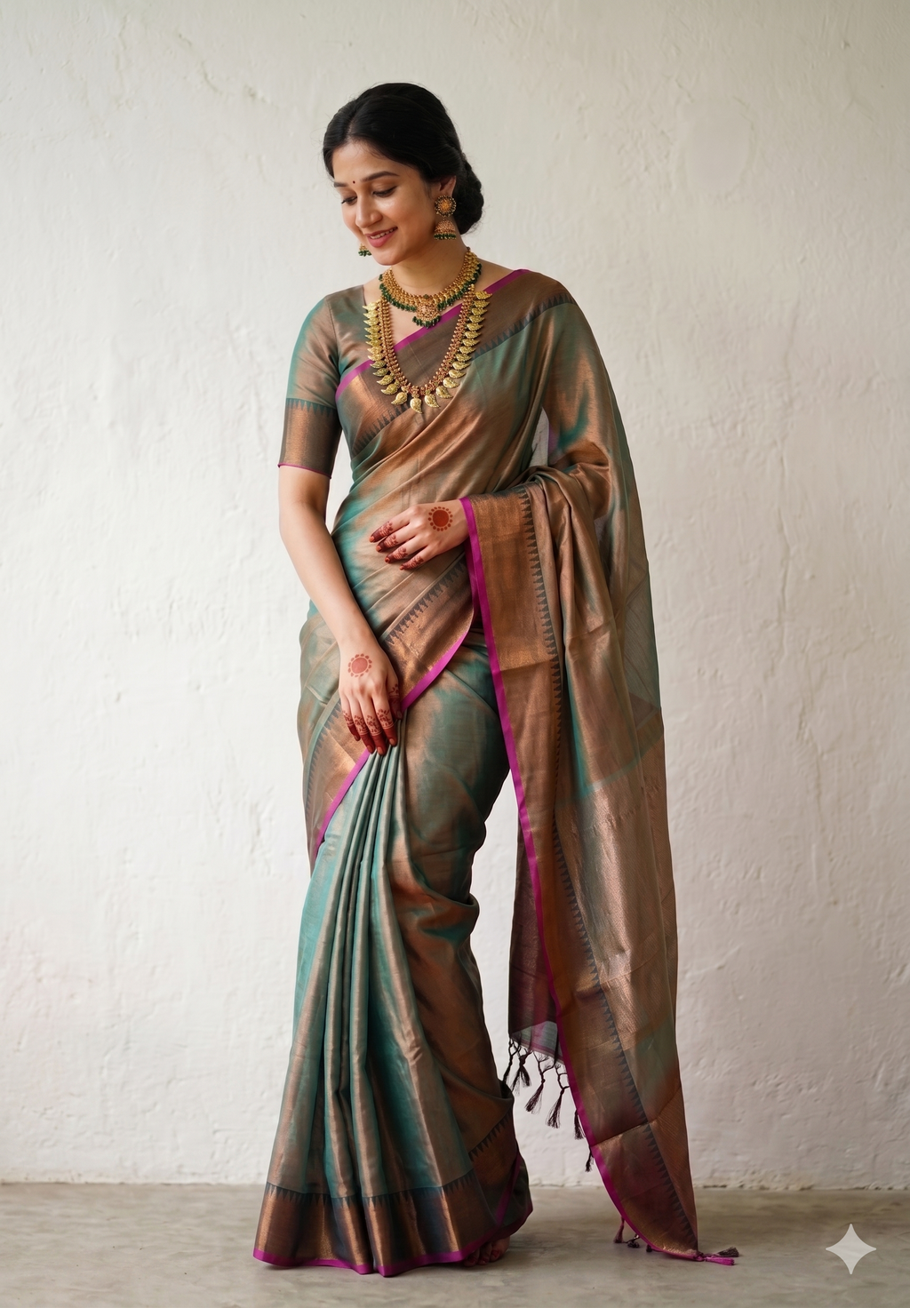 Premium Khadi Tissue Saree | Traditional Elegance for Special Occasions | With Blouse | Thekkini Sarees