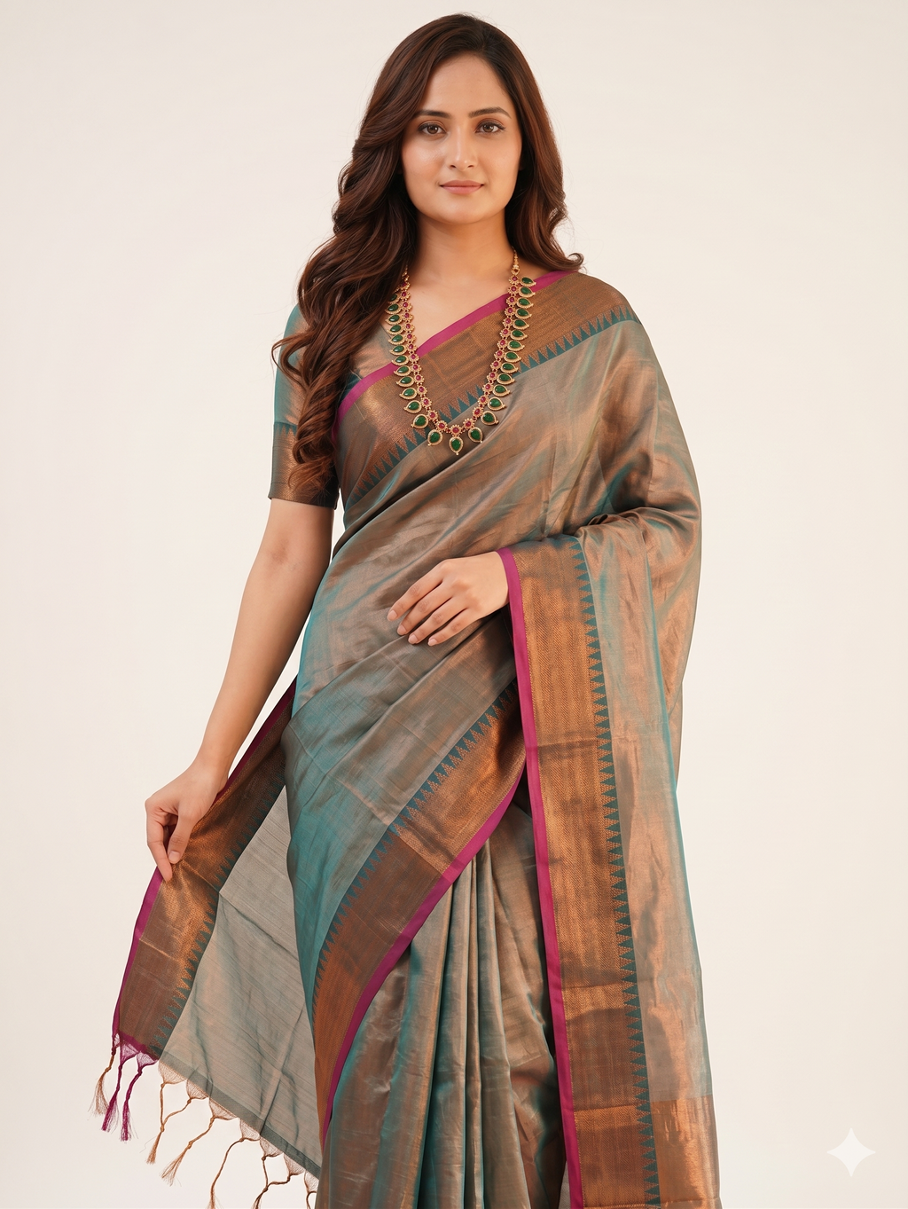 Premium Khadi Tissue Saree | Traditional Elegance for Special Occasions | With Blouse | Thekkini Sarees