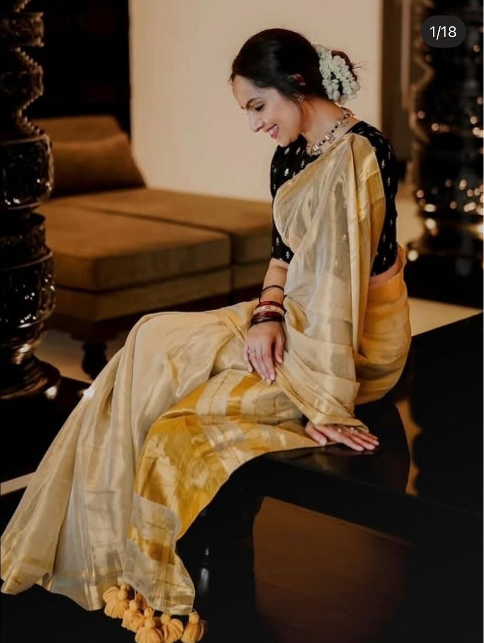 Royal Gold Linen Tissue Saree