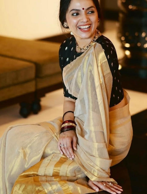 Royal Gold Linen Tissue Saree
