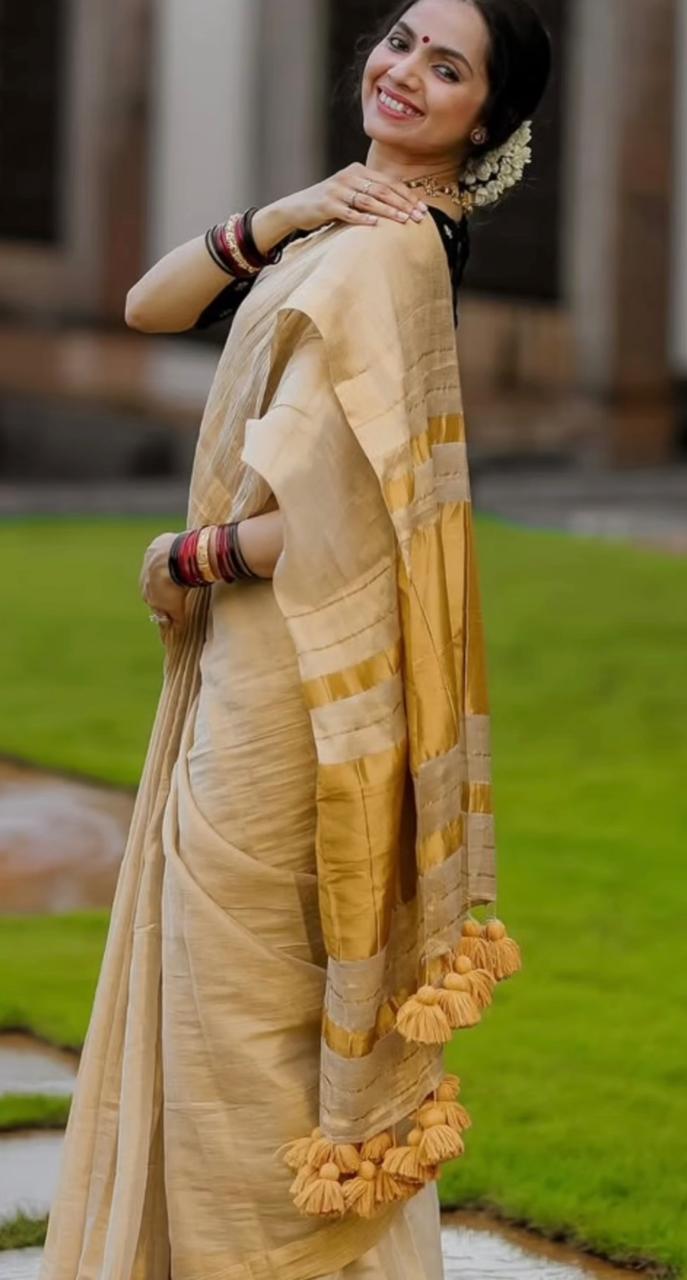 Royal Gold Linen Tissue Saree
